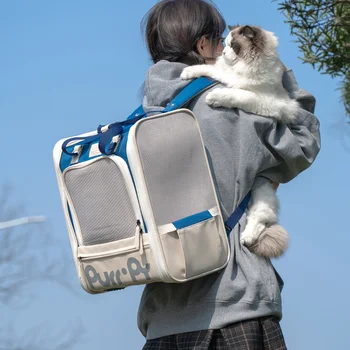 Голям преносима чанта за носене котки, пътна чанта, дишащи чанти за кучета, Уникален мрежест превозвача за домашни любимци Dla Kota