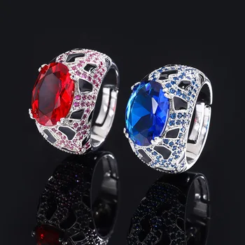 Дамски пръстени от сребро 925 проба с рубин и сапфир, наскоро разработени луксозни модни пръстени ангажимент за Младоженци, Аксесоари за блестящи декорации