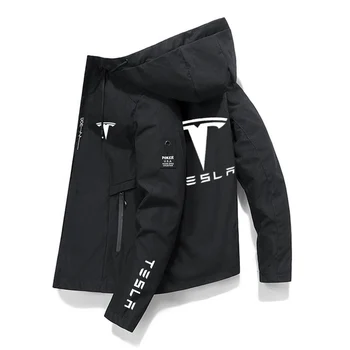 Тесла, пролет-есен нова укороченная яке, за Мъже ветровка, яке с цип, ежедневно яке с логото на Tesla Motor, модерен аксесоар за улици
