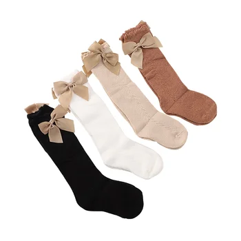 Детски чорапи от 1 до 3 години, чорапогащи за новородено, нескользящие чорапи за деца, Модерен лъкове за момичета, Дълги чорапи-тръба, бебешки аксесоари