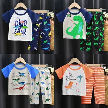 Детски дрехи, Комплекти за Пижам за малки момчета от 6 месеца до 4 години, Летни Всекидневни Комплекти с Къси ръкави и Дълги Штанами, Маркови Костюми за Деца