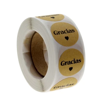 Брой Етикети Gracias Spanish Thank You Самозалепващи Крафт етикети Етикети