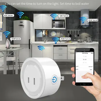 Sasha WIFI Smart Plug Работи с Алекса Google Home Безжичен ключ на японския стандарт, Изход Настройка на състоянието на релета
