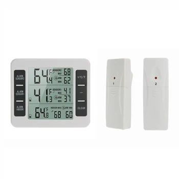 Безжичен дигитален термометър, Преносим термометър аларма за температурата на хладилника с датчик 2 елемента за вътрешна и външна употреба