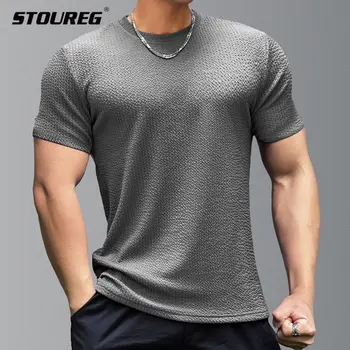 Мъжки Пуловер с кръгло деколте в Долната риза с Змеиным модел, Нова тенденция мъжки t-shirt, Топ, Мъжки тениски за бягане с къс ръкав, риза за Фитнес зала