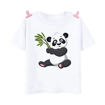 ZYXZ/ Лятна тениска с изображение на сладка Панда, Детски дрехи, Топ, Ежедневна Детска тениска, Бебешки дрехи с къс ръкав