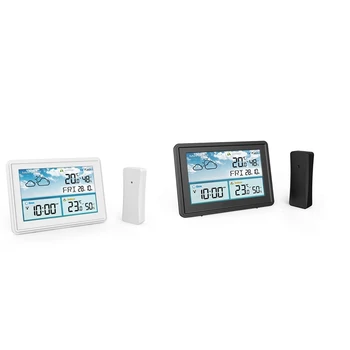 Безжична цифрова метеорологичната станция, цветен LCD дисплей, термометър, календар точката на замръзване (B), штепсельная вилица ЕС