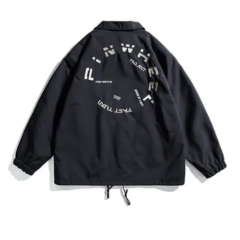 2024ss, ретро-тактическа яке, за Мъже Реколта Графична бродерия с букви, Любители на Свободното време, Унисекс, на Главната улица, Университетское палто