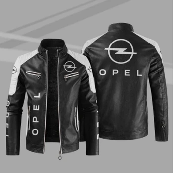 Логото на автомобила OPEL, Мотоциклетът яке от изкуствена кожа, Лоскутные байкерские якета, Ежедневното Палто с цип, Мъжки Мотоциклетът яке, Връхни дрехи, Палто