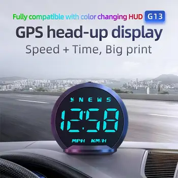 G13 Цифрови GPS за измерване на скоростта на HUD Авто централен дисплей с компас, Превишена скорост, Предупреждение за умора при шофиране на автомобила Универсален