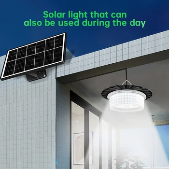 Водоустойчива IP65 слънчев окачен лампа с дистанционно управление, 244 led фенер на слънчевата енергия, 600лм за дома, гаража, магазина, навес, къща