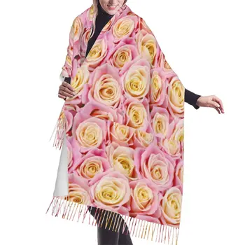 Топли шалове Букет от розови и жълти двухцветных цветове на Рози, Модерен шал, Шалове с пискюли, Превръзка на шията, Hijabs, орар