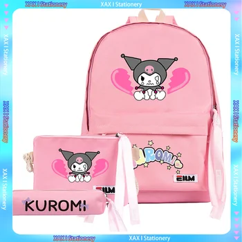 2023 Нови 3шт Sanrio Kuromi Унисекс Раница Студентски Колеж Чанта на рамото за Тийнейджър Пътна чанта Голям Капацитет от Бебешки подаръци