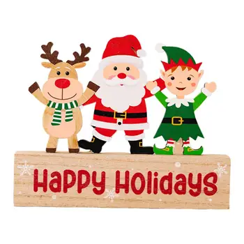 Коледно Дърво за украса за вашия работен плот, Цветна Коледно Дърво за украса, Дядо Коледа, Елен, Елф, Подарък кутия, за Украса на Празнична маса