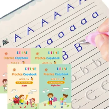 4 Книги Дръжка Магическа Копирна Книга е Безплатна За Изсушаване на Деца Стикер за писане Упражняване английски Тетрадка за калиграфия Подарък