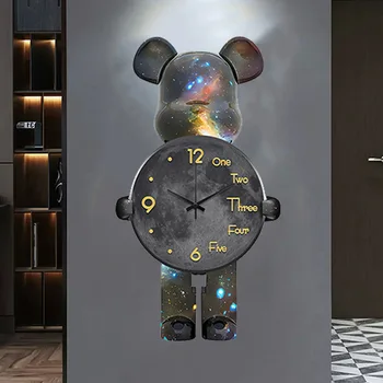 Стенен часовник с Анимационни Мечка, Творчески часовници за всекидневна, Безшумни Художествени Часовници, Домашни Тихи часове, Модерни Безшумни цифрови часовници, бижута, занаяти
