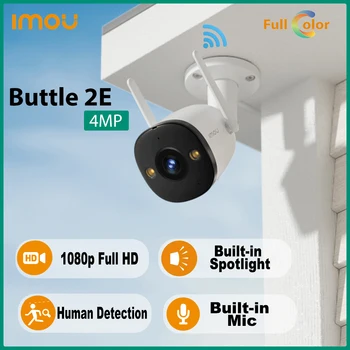 Dahua Imou Bullet 2E 4-мегапикселова IP камера Мини с двойно осветление Full HD IR30M IP67, вграден микрофон и осветление Spoltlight P2P, градинска Wifi, камера за оцеляване