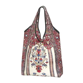 Множество Антични чанта за покупки от персийския коприна в бохемски стил, дамска чанта-тоут, преносими геометрични чанти за пазаруване в етнически стил Килим
