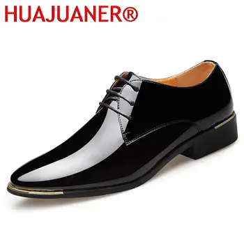 Мъжки обувки от лачена кожа на Премиум-клас, Бели Сватбени обувки, Размер 38-48, Черни Кожени Меки мъжки модел обувки с ниски берцем, Обикновена Обувки 2023, Новост