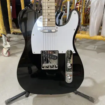 Електрическа китара Tele, корпус от махагон, черен цвят, лешояд от клен, китара с 6 струни, безплатна доставка