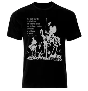 Тениска JHPKJDon Quixote Sancho Panza С цитати на Пикасо, Мигел Де Сервантеса, Мъжки Ежедневни тениски от 100% памук, Свободен Топ, Нов