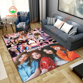 Килим за корейската група момичета B с черно-розов модел, Главна спалня, кухня, санитарен възел, една черга, килим на пода, декоративна килим