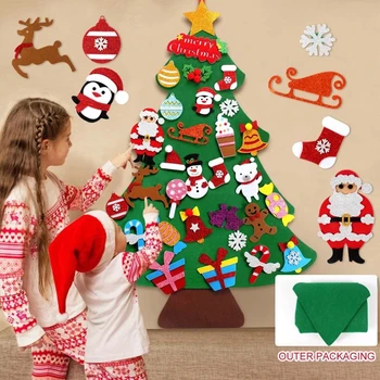 Направи си САМ Фетровая Коледна Елха Весела Коледна Украса За Дома 2023 Коледна Украса Навидад Noel Нова Година 2024 Подаръци, Коледна Елха