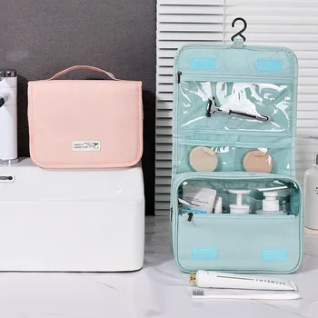 Козметичен органайзер за грим с плетене на една кука, Дамски парфюм чанта, Преносим чанта-тоут, Прозрачни козметични чанти за жени, чанта за миене на съдове