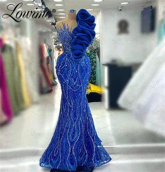 Robe De Soirée 2023 Елегантни Вечерни рокли на Кралския син цвят в арабски Стил, украсени с кристали Русалка, Сватбена рокля за абитуриентски, Вечерни рокли