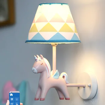 Стенен лампа с изображение на Еднорог, Стенни осветителни тела за детска стая, Нощни шкафчета за спални, Хол, проход, Скандинавски led осветление, осветление в стаята, Декор