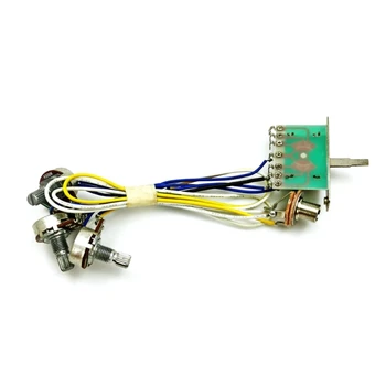 1 Регулатор на силата на звука 1 Тон Предварително Свързан 3-лентов ключ 500K Pots Комплекти Колани кабели за електрическа китара Подмяна на