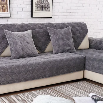 Кратък плюшено калъфче за дивана, кратко утолщенное стеганое покритие за дивана, нескользящий европейския калъф за мека мебел за дневна