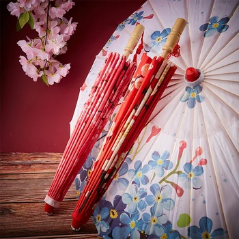 Ilk Декоративен маслен танц чадър Женски Чадър, цветната чадър, древен японски чадър, Китайска хартия, 1 бр. тъкан Череша