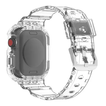 Спортен Сменяеми прозрачни каишка за Apple Watch Band 44 мм 42 мм, 40 мм, 38 мм, мека Регулируема каишка от TPU, Прозрачен защитен калъф