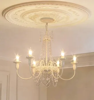 Реколта Романтична стая във френски стил, Подвесная Кристален Вила, спалня на принцеса, ресторант, Крем лампа с предното осветление