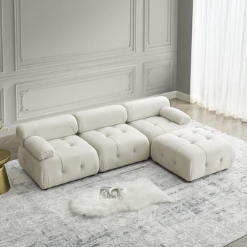 Модулна секционни диван, дизайн с кичурите копчета, комбинация от 