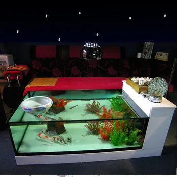 Хол Домашен Многофункционален Взаимозаменяеми Водна Правоъгълен Творчески Стъклена масичка за Чай Аквариум с рибки