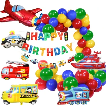 Украса за детски рожден Ден, Транспорт за момчето, рожден Ден, Гирлянда от балони, Самолети, Училищен автобус, Лодка, Пожарна кола, влак, балон