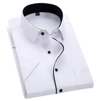 Лятна нова мъжка делова риза с къс ръкав, Модни мъжки Черен плат, Професионална официално облекло, Риза от Не-желязо, Размер 37-44