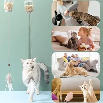 Интерактивна играчка за разпределяне на храна, с мъчителен перо, удобни интерактивни играчки за котки, Стоки за лов на коте, Стоки за домашни любимци