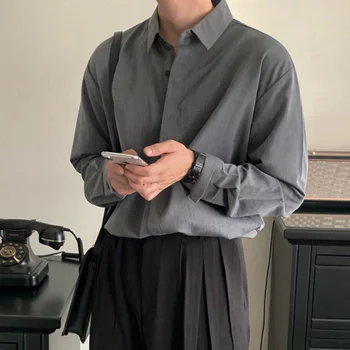 Мъжка риза SYUHGFA, бизнес ежедневни блузи с дълъг ръкав, Модерен Корейски стил, Елегантен Свободен жилетка, Тенденция мъжки градинска облекло