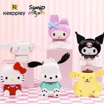 Истински keeppley Sanrio Kuromi строителни блокове HelloKitty mymelody събрани играчки Cinnamoroll модел украса на подарък за рожден ден