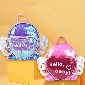 Блестящи детски раници, чанти принцеси за момичета, училищен раница с пеперуда, раница за детска градина, чанта на рамото за деца, детски подарък