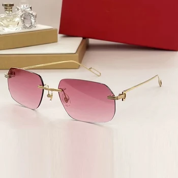 Модни Качествени слънчеви очила без титанов рамки 2023, дамски и мъжки слънчеви очила с UV400, Модерен, оригинален луксозен марка Square CT0113S, очила за шофиране